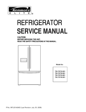 Kenmore 795 78733 78739 78743 78749 801 models service manual
