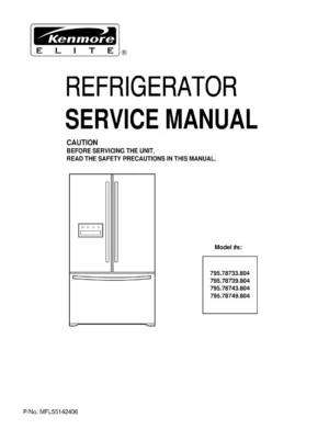 Kenmore 795 78733 78739 78743 78749 804 models service manual