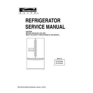 Kenmore 795 78733 78739 806 models service manual cover with model code and showing a line drawing of the refrigerator