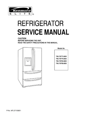 Kenmore 795 78773 78779 78783 78789 800 models service manual