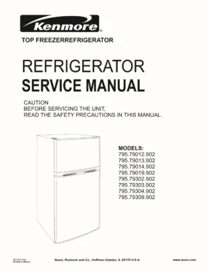 Kenmore 795 79012 79013 79014 79019 902 models service manual