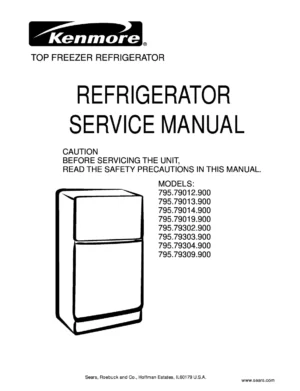 Kenmore 795 79302 79303 79304 79309 900 models service manual