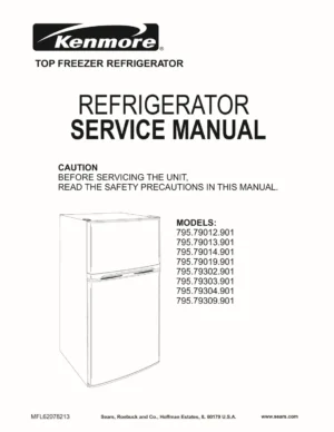 Kenmore 795 79302 79303 79304 79309 901 models service manual