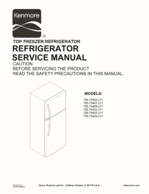 Kenmore 795 79402 79403 79409 79432 79433 79439 211 models service manual