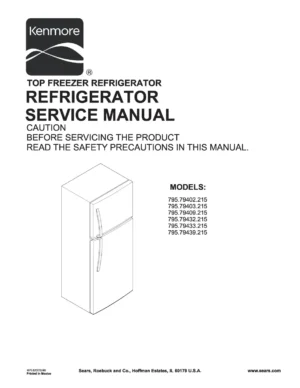 Kenmore 795 79402 79403 79409 79432 79433 79439 215 models service manual