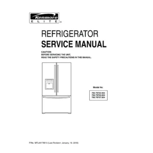 Kenmore 795 79732 79733 79739 904 models service manual cover with model code and showing a line drawing of the refrigerator