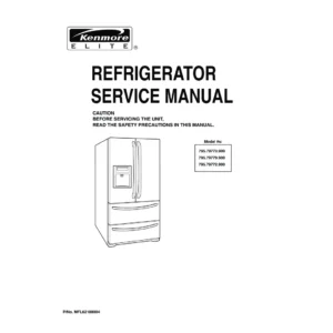 Kenmore 795 79772 79773 79779 900 models service manual cover with model code and showing a line drawing of the refrigerator