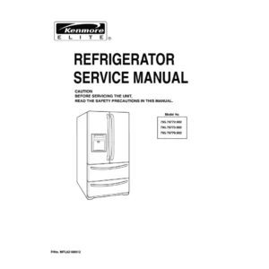 Kenmore 795 79772 79773 79779 902 models service manual cover with model code and showing a line drawing of the refrigerator