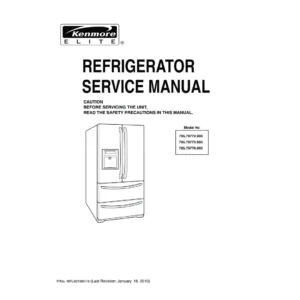 Kenmore 795 79772 79773 79779 903 models service manual cover with model code and showing a line drawing of the refrigerator