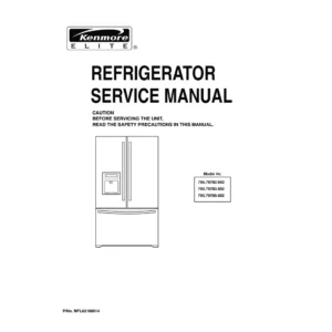 Kenmore 795 79782 79783 79789 902 models service manual cover with model code and showing a line drawing of the refrigerator