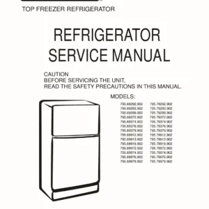 Kenmore 795 79972 79974 79976 79979 902 models service manual cover with model code and showing a line drawing of the refrigerator