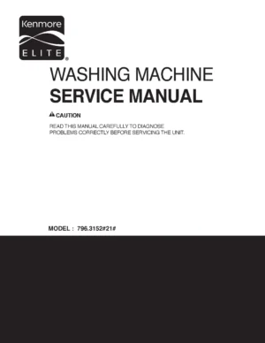 Kenmore elite 31523 31522 service manual cover from Whirlpool emea customer services with model code, manual creation date, manual contents,