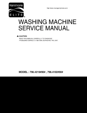 Kenmore elite 41022 41028 41029 42198 42192 service manual cover from Whirlpool emea customer services with model code, manual creation date, manual contents,