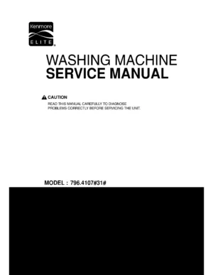 Kenmore elite 41072 41073 service manual cover from Whirlpool emea customer services with model code, manual creation date, manual contents,