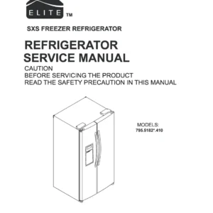 Kenmore elite 795 51822 51823 51829 service manual cover with model code and showing a line drawing of the refrigerator
