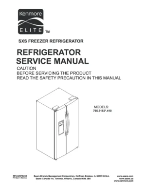 Kenmore elite 795 51822 51823 51829 service manual