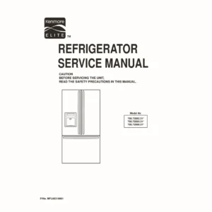 Kenmore elite 795 72092 72093 72099 31 models service manual cover with model code and showing a line drawing of the refrigerator