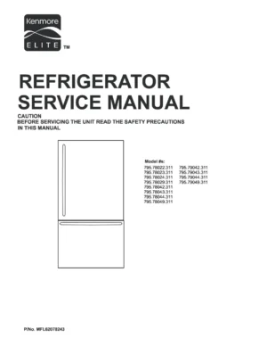 Kenmore elite 795 78023 78029 79042 79043 79044 79049 311 models service manual