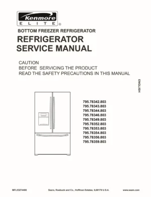 Kenmore elite 795 78352 78353 78354 78356 78359 service manual