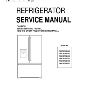 Kenmore elite 795 78712 78713 78719 78722 78723 78729 803 models service manual cover with model code and showing a line drawing of the refrigerator