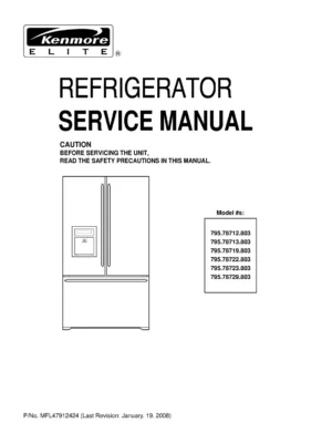 Kenmore elite 795 78712 78713 78719 78722 78723 78729 803 models service manual
