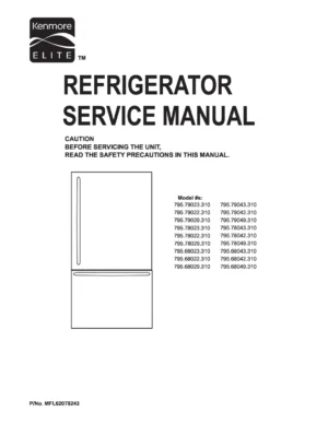 Kenmore elite 795 79023 79022 79029 79042 79043 79049 310 models service manual