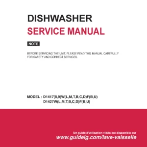 Lg d14006ix service manual cover dishwasher service manual with model codes and service caution notice