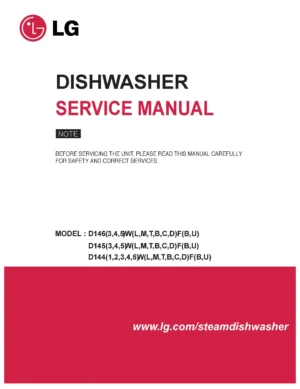 Lg d14136ixs service manual cover dishwasher service manual with model codes and service caution notice