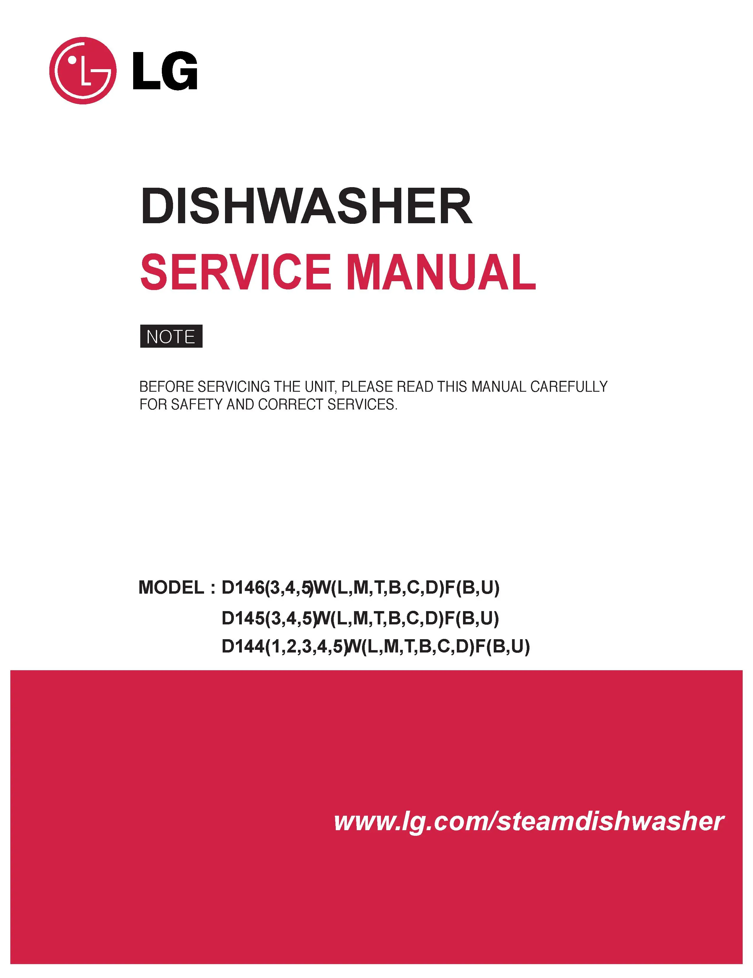 Lg d14136ixs service manual cover dishwasher service manual with model codes and service caution notice