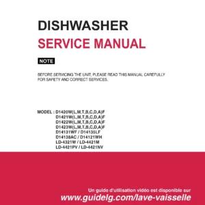 Lg d14138ac service manual cover dishwasher service manual with model codes and service caution notice