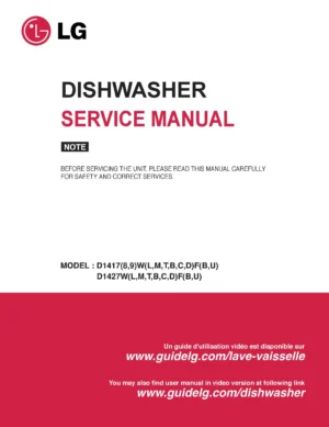 Lg d1418mf service manual cover dishwasher service manual with model codes and service caution notice