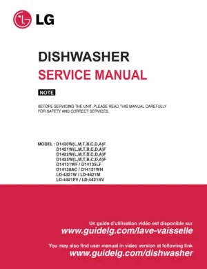 Lg d1421mf service manual cover dishwasher service manual with model codes and service caution notice