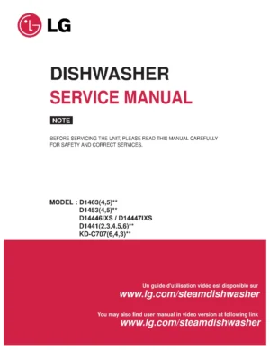Lg d14446ixs service manual cover dishwasher service manual with model codes and service caution notice