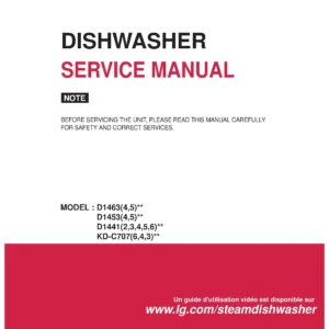 Lg d1444lf service manual cover dishwasher service manual with model codes and service caution notice