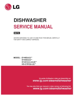 Lg d1444lf service manual cover dishwasher service manual with model codes and service caution notice