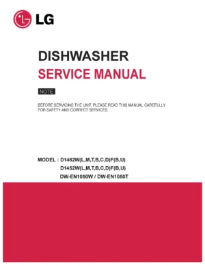 Lg d1452wf service manual cover dishwasher service manual with model codes and service caution notice