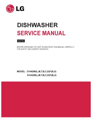 Lg d1462mf service manual cover dishwasher service manual with model codes and service caution notice