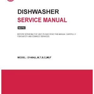 Lg d1484wf d1484cf d1484bf service manual cover dishwasher service manual with model codes and service caution notice