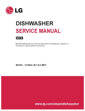 Lg d1484wf d1484cf d1484bf service manual cover dishwasher service manual with model codes and service caution notice