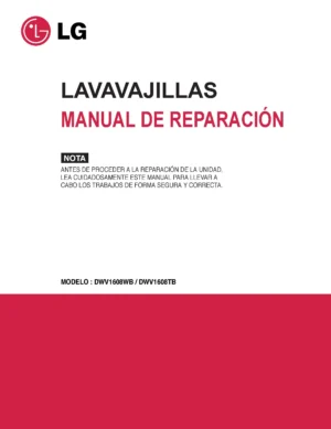 Lg dwv1608tb service manual cover dishwasher service manual with model codes and service caution notice
