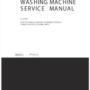 Lg f1088ld service manual cover with LG logo, service website path, washer model codes and service caution notice