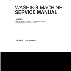 Lg f1256nd1 service manual cover with LG logo, service website path, washer model codes and service caution notice