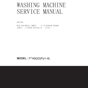 Lg f12c3qdp service manual cover with LG logo, service website path, washer model codes and service caution notice