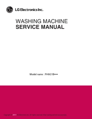 Lg fh6g1bch2n fh6g1bchk6n fh6g1bch6n service manual cover with LG logo, service website path, washer model codes and service caution notice