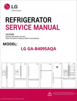 Lg ga b409saqa refrigerator service manual cover with model code