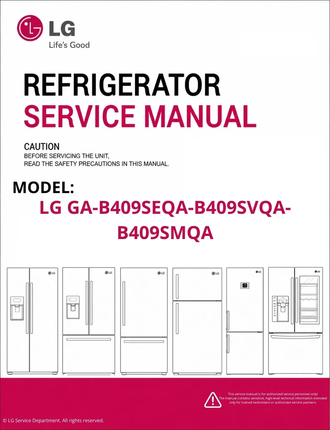 Lg ga b409seqa b409svqa b409smqa refrigerator service manual