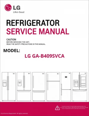 Lg ga b409svca refrigerator service manual cover with model code