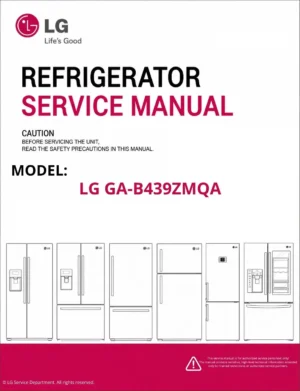 Lg ga b439zmqa refrigerator service manual cover with model code