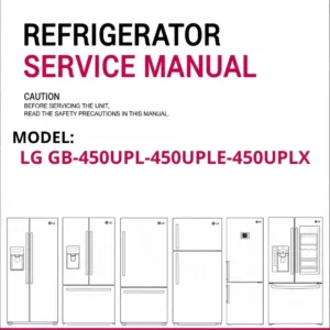 Lg gb 450upl 450uple 450uplx refrigerator service manual cover with model code