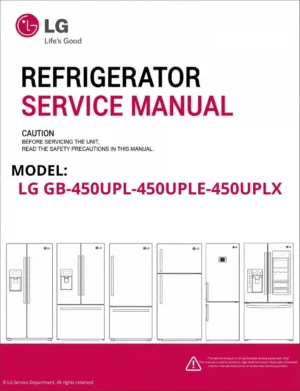 Lg gb 450upl 450uple 450uplx refrigerator service manual cover with model code